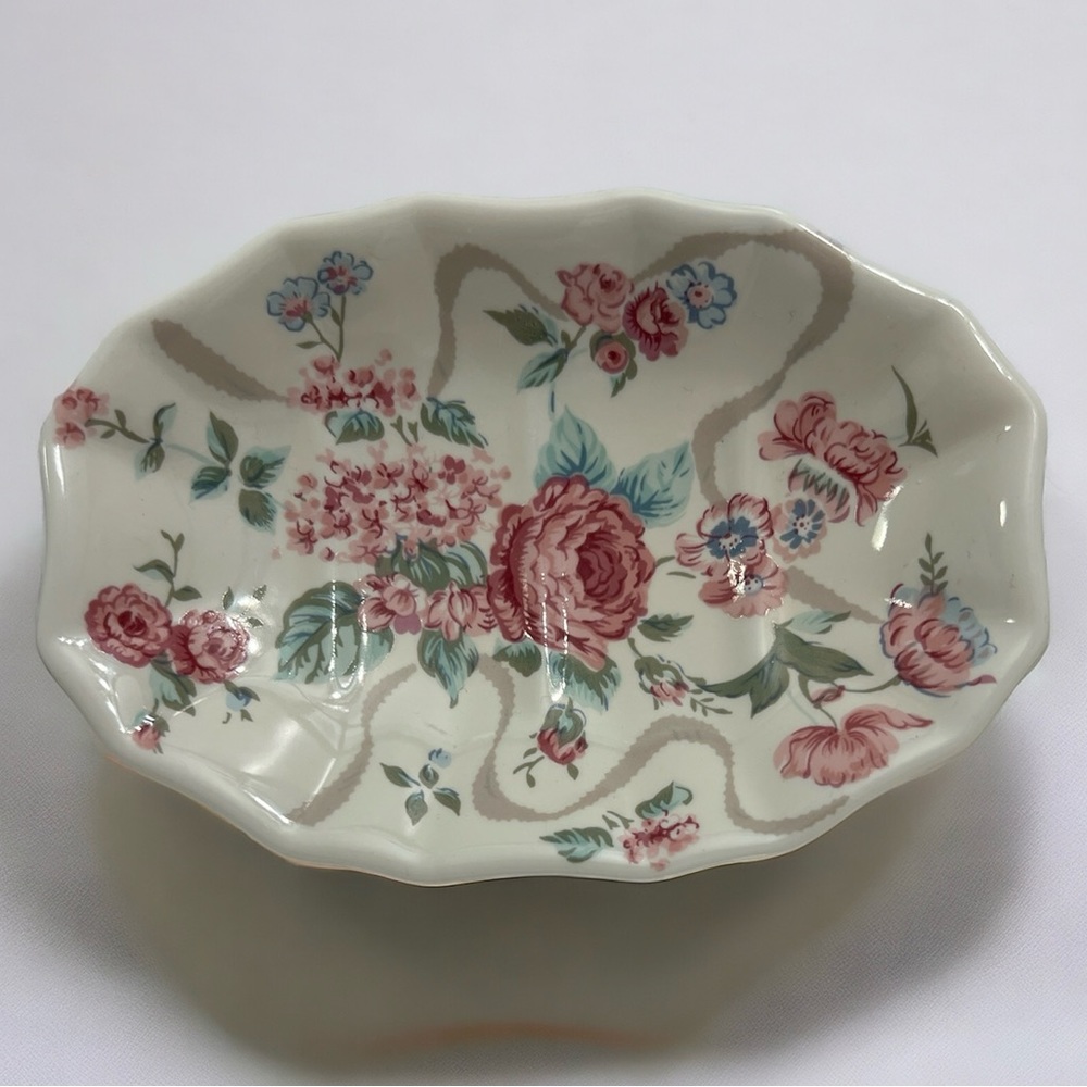 Vintage Ceramic Pink Peony Soap Dish